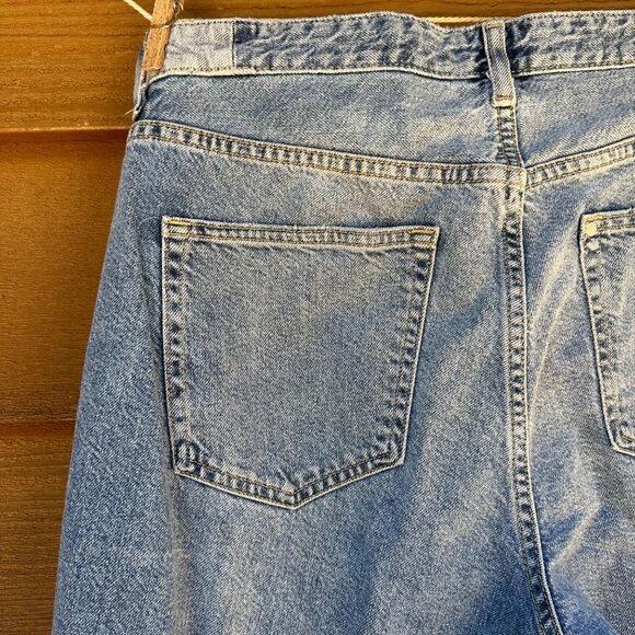 & Denim Boyfriend Fit Destroyed Taille Basse Light Blue Jeans Size 10 - Picture 12 of 13